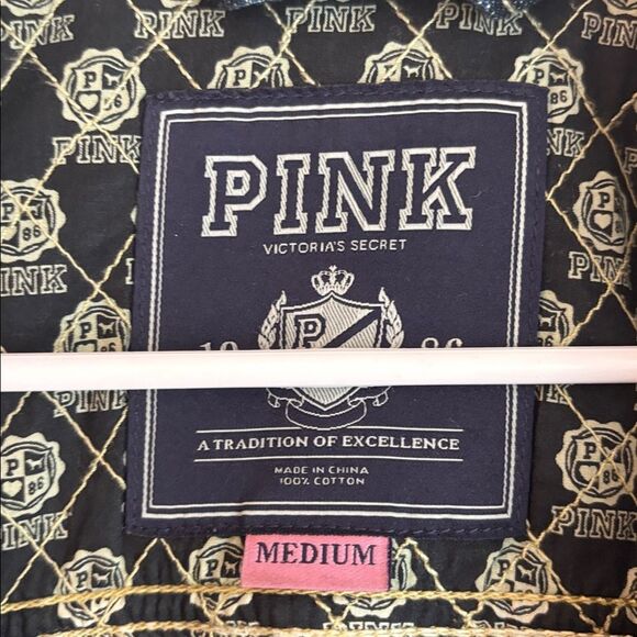 PINK vintage Victoria's Secret Dark Blue Jean Jacket Women medium fall denim EUC - Picture 5 of 11